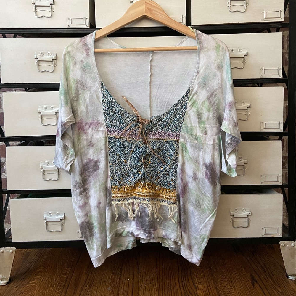 Free People Tie Dye Blouse w/ Fabric Swatches